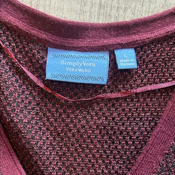 Simply Vera Vera Wang Maroon Cardigan Sweater - Picture 2 of 3